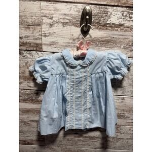 All Mine Baby Girl Blue Short Sleeve Lace Trim Dress 24 Months